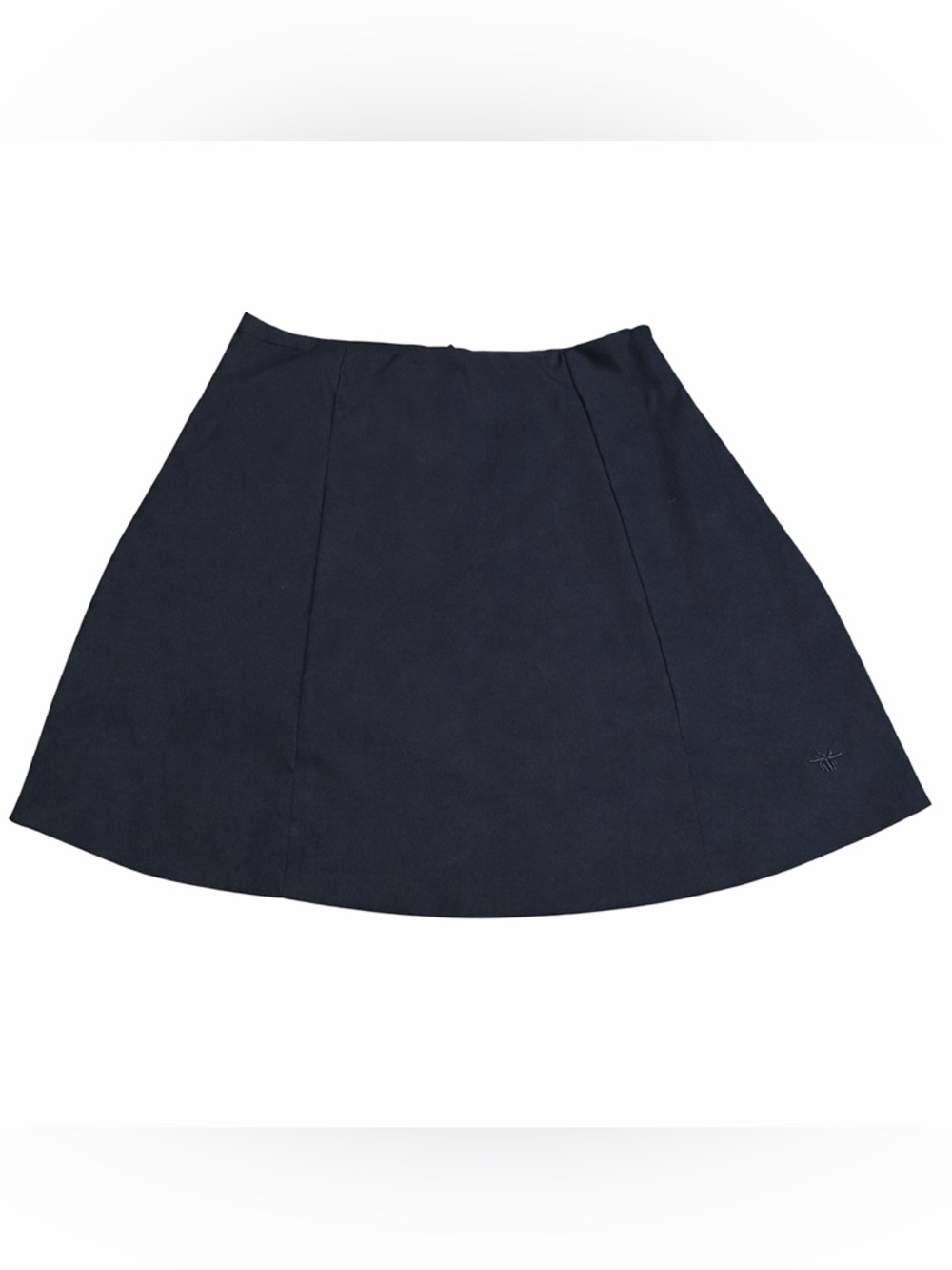Zara Black Mini Skirt A Line Flared Embroidered Logo Casual Womens Minimalist